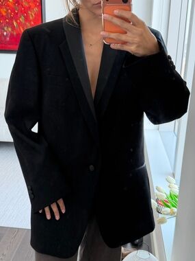 Vintage Christian Dior Grand Luxe Black Tuxedo Blazer | 40R